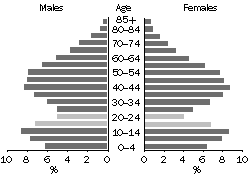 Graph - Usual resident age profile for Rural Balance - 2001