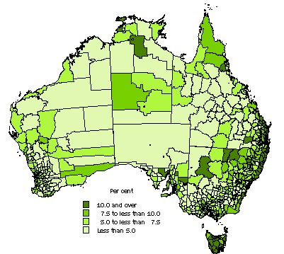 Map - Unemployment rate in Statistical Local Areas - 2001