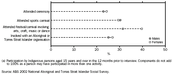 Graph: Participation in selected cultural activities(a) - 2002