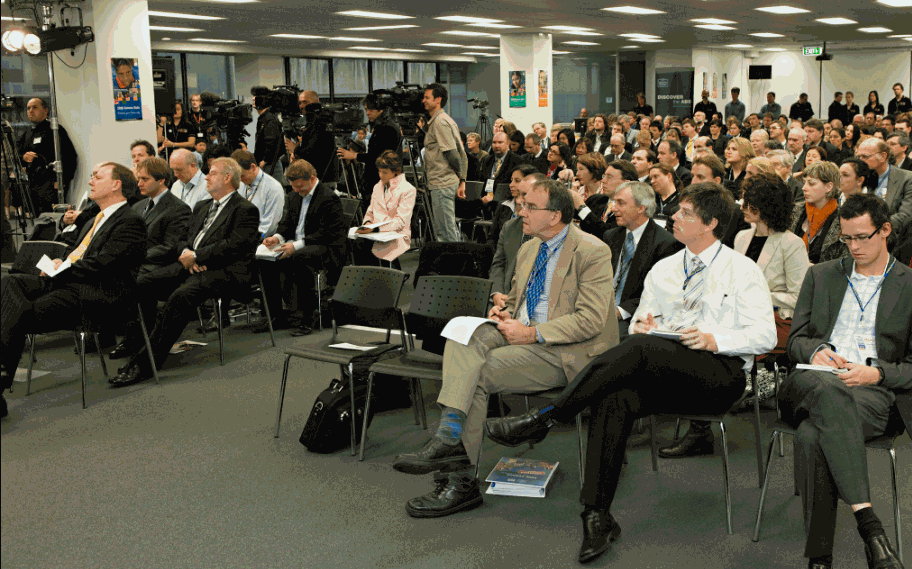 Image: The audience take in some of Australia's most current demographic statistics.