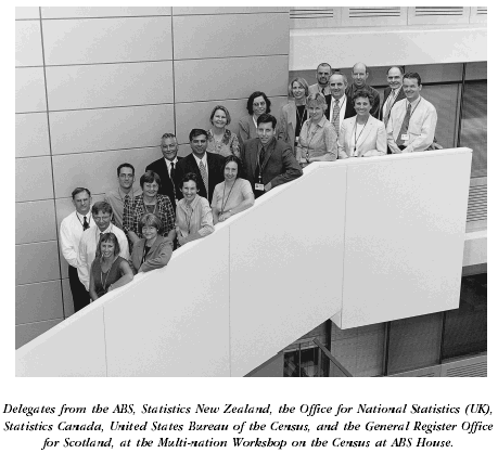 Image - Delegates from the ABS, Statistics New Zealand, the Office for National Statistics (UK), Statistics Canada, United States Bureau of the Census, and the General Register Office for Scotland, at the Multi-nation Workshop on the Census at ABS House.