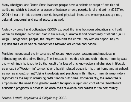 Diagram: The links between education and health in Galiwinku