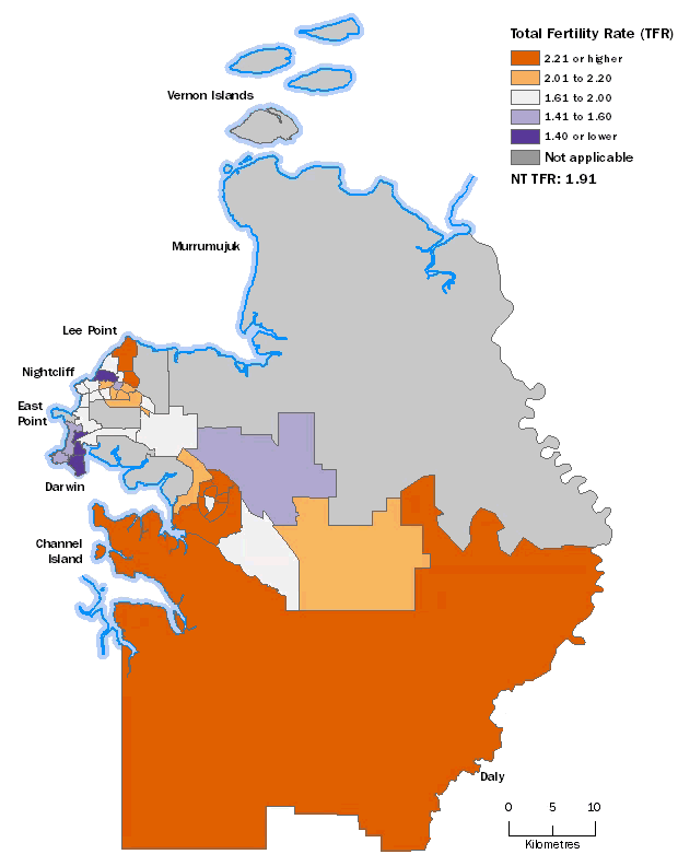 2017 Darwin fertility rates by SA2 