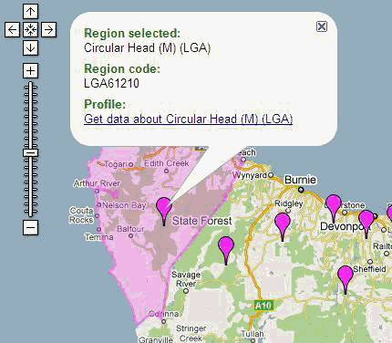 Diagram: Screen shot of NRP Map-interface showing the LGA of Circular Head