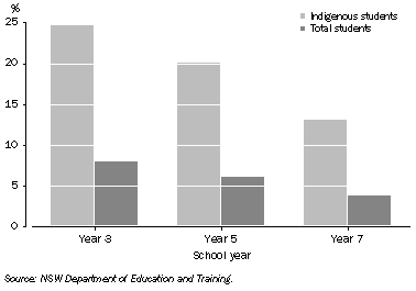 Graph: Government school students not meeting literacy benchmarks, NSW—2006