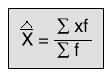 Equation: estimate of population mean if sample results have been summarised