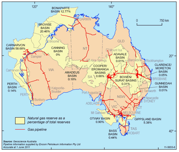 19.1 GAS RESERVES AND PIPELINES – June 2011