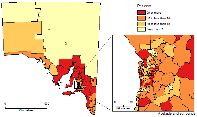 Image: Population Aged 65 Years and Over, SA2, SA - 30 June 2015