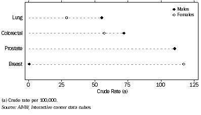 Graph: Incidence of Selected Cancers for year 2000