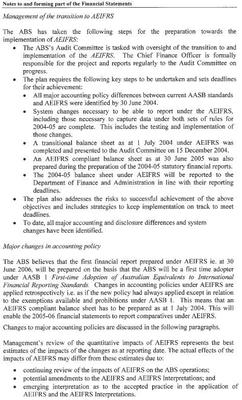 Image: Adoption of AASB Equivalents to International Financial Reporting Standards from 2005-2006 (continued)