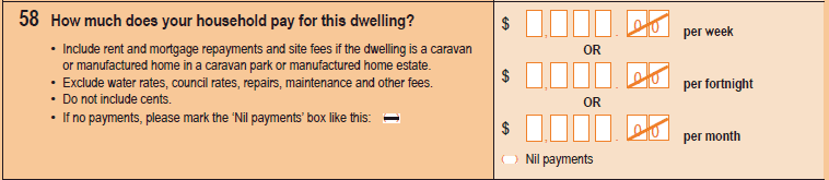 Image of Question 58, 2011 Census Household Form