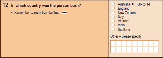 Image of Question 12, 2011 Census Household Form