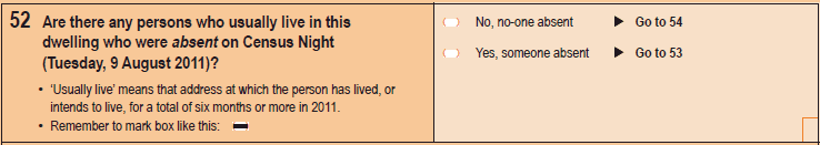 Image of Question 52, 2011 Census Household Form