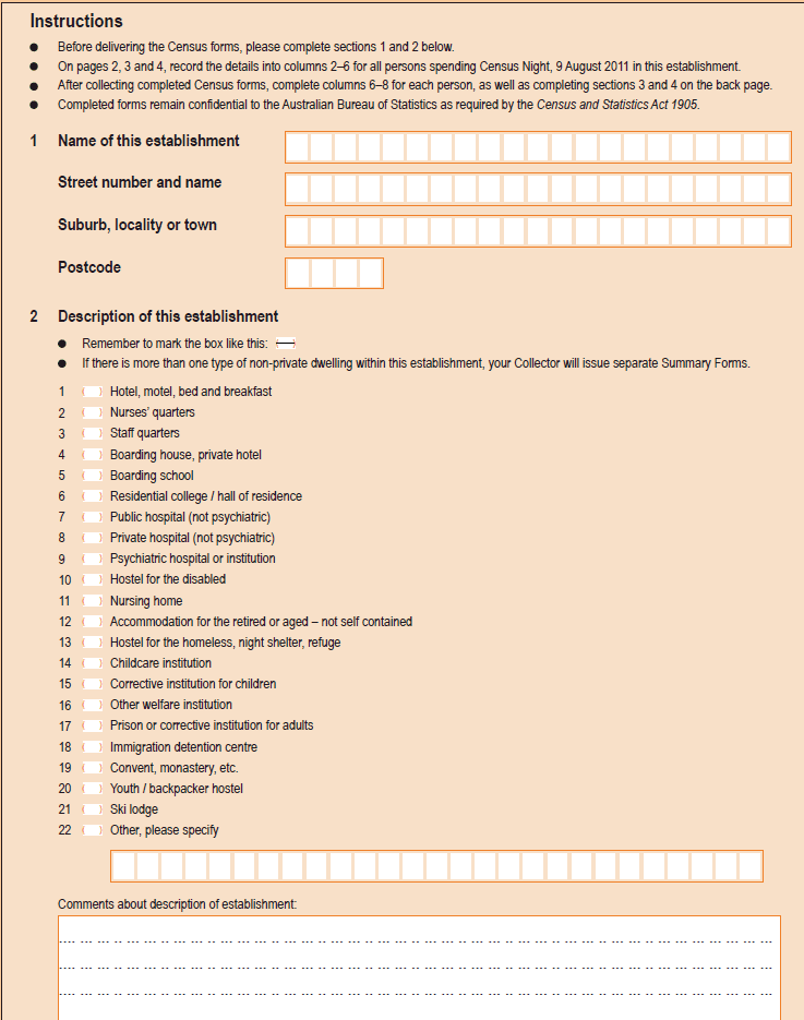 Image of Question answered by field officers, Type of Non-private dwelling