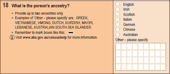 Image of Question 18, 2011 Census Household Form