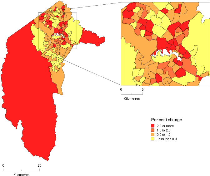 Diagram: SLA POPULATION CHANGE, Australian Capital Territory—2010–11