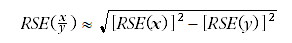 Image: RSE of Proportion x over y equals square root of RSE x squared minus RSE y squared