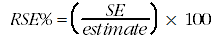 Image: Relative standard error equals standard error over estimate times 100