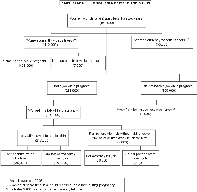 Diagram: Employment Transitions Before the Birth