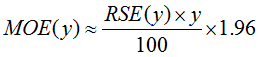 Equation 2. 2014–15 NATSISS: 95% Margin of error (MoE) formula