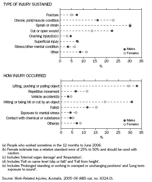 Graph: Most Recent Work-related Injury (a) - 2005-06