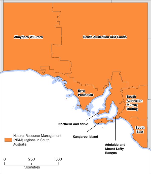 Map: Figure 2. Shows NRM regions in the SA region