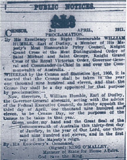 Image: 1911 Census Proclamation