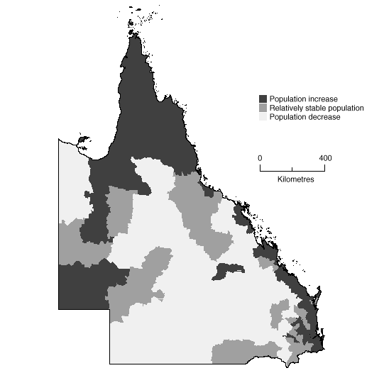 Image - POPULATION CHANGE, Local Government Areas - 30 June 1995-2000