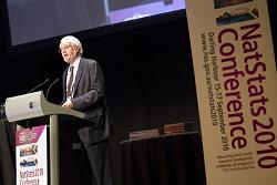 Photo: Briank Pink, Australian Statistician, speaking at the NatStats2010 Conference