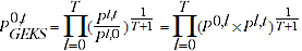 Represents the GEKS index between periods 0 and t