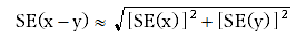 Image: Standard error x minus y equals square root of standard error x squared plus standard error y squared