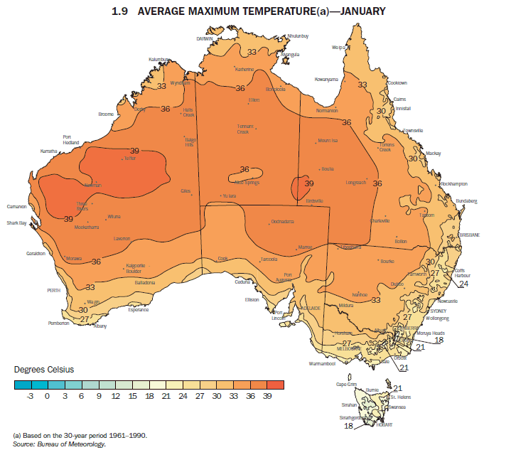 1.9 AVERAGE MAXIMUM TEMPERATURE(a)—JANUARY