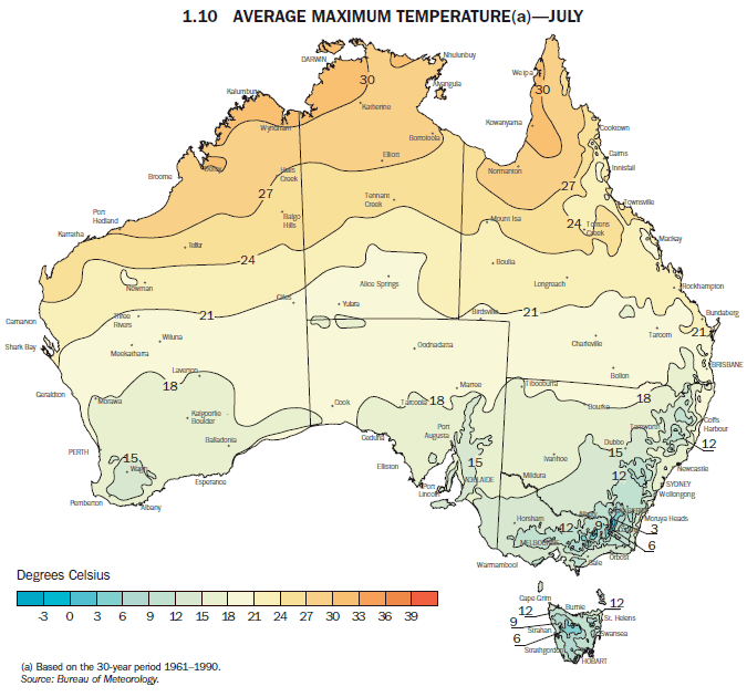 1.10 AVERAGE MAXIMUM TEMPERATURE(a)—JULY