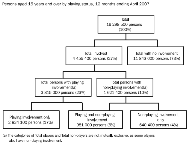 Diagram: Persons aged 15 years and over by playing status