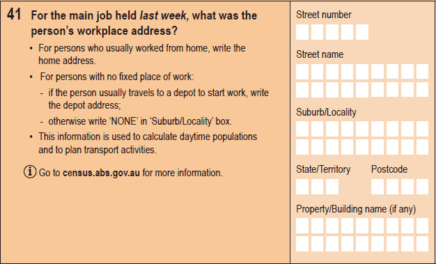 Image: question 41 of the paper 2016 Census Household Form.