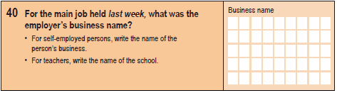 Image: question 40 on the paper 2016 Census Household Form.