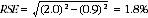 Equation: This equation is an example of the equation RSE xy. The RSE of the proportion is equal to the square root of 2.0 squared minus 0.9 squared, this equals 1.8%