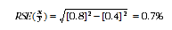 Equation: RSE of x over y equals square root (0.8 squared minus 0.4 squared)