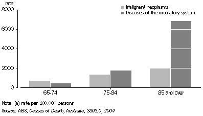 Graph: Selected causes of death, 2004