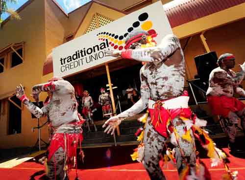 Image: TCU opening - One mob dancers. Photograph by Clive Hyde.