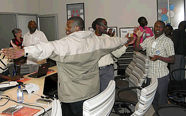 Photo: Namibian school teachers measuring enthusiastically!