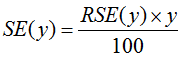 Equation: SE (y) is equal to [RSE (y) times y] divided by 100