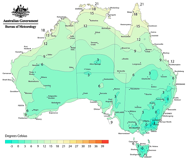 1.14: AVERAGE MINIMUM TEMPERATURE(a) - July