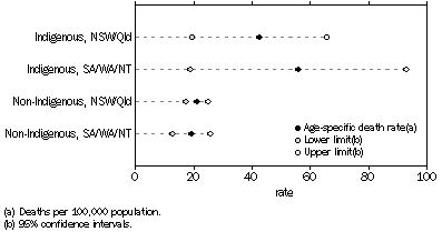 Graph: Age-specific death rates, 1–4 years—2006–2008