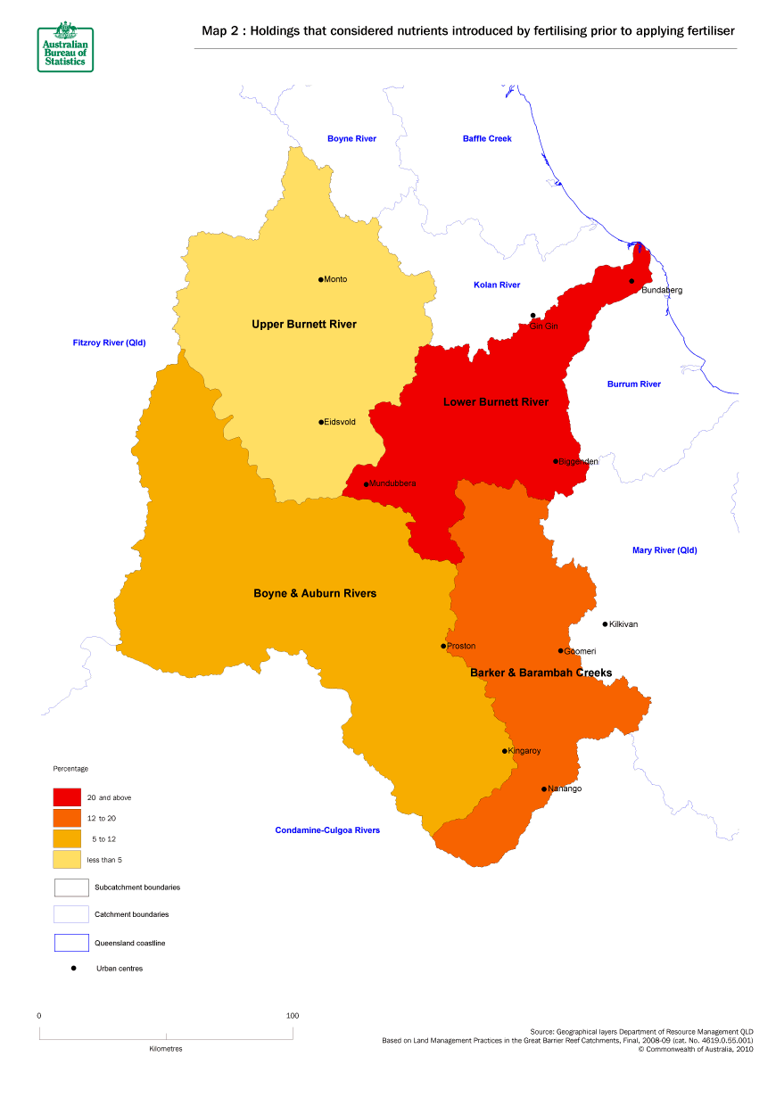 Map 2 Holdings that considered nutrients introduced by fertilising prior to applying fertiliser