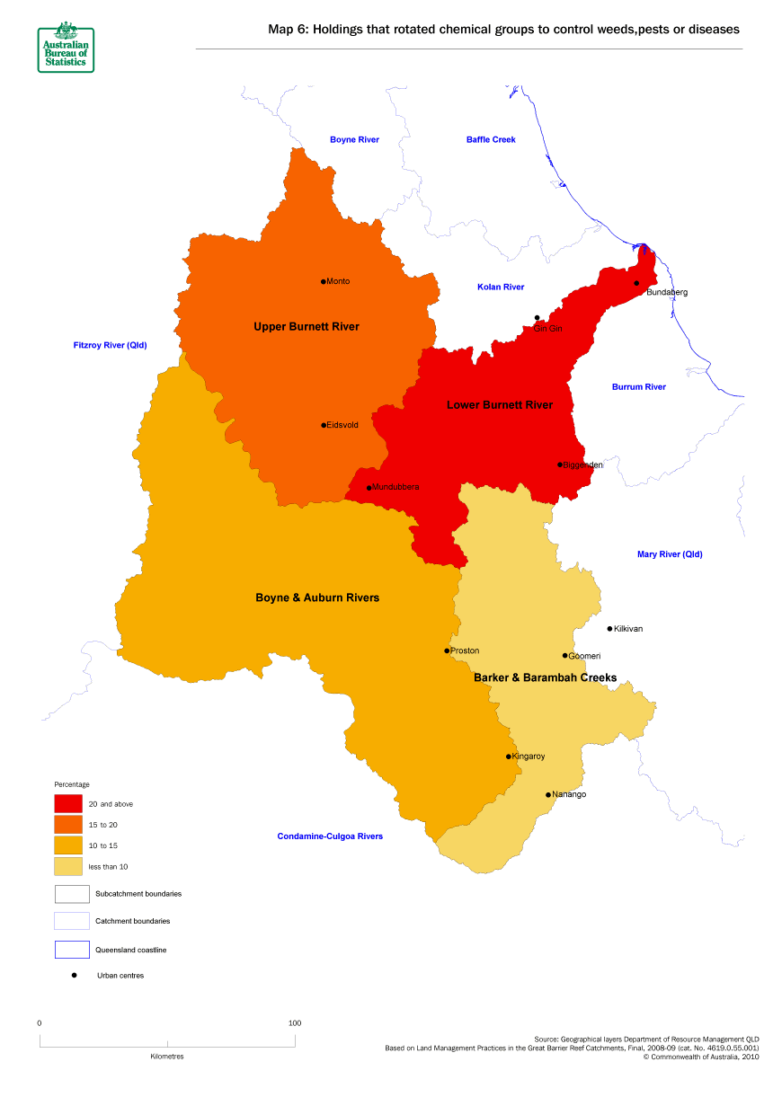 Map 6 Holdings that rotated chemical groups to control weeds,pests or diseases