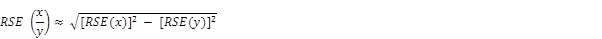 Equation: RSE (x / y) = square root of ([RSE (x)] squared minus [RSE (y)] squared)