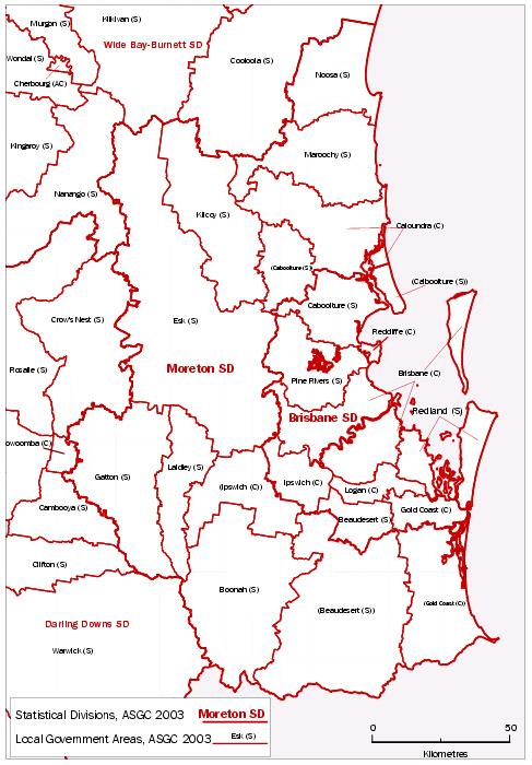 Map - MAP 1  QUEENSLAND, ASGC 2003 STATISTICAL DIVISIONS