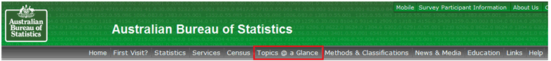 You can access Topics @ a Glance from the main ABS navigation bar.