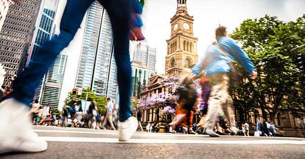 People walking in city street